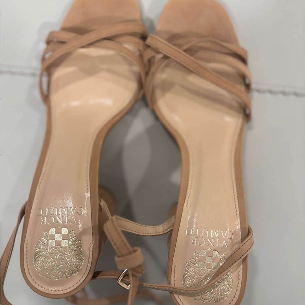 Women's Vince Camuto Kantiel High Heel Ankle Strap Sandal Pump Amendoa Nude - Picture 12 of 12